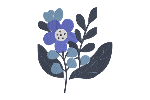 Blue Floral Modern Embroidery Art for Small Business Merch