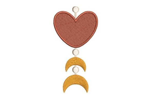 Boho Heart and Moon Phases Mobile Embroidery Design