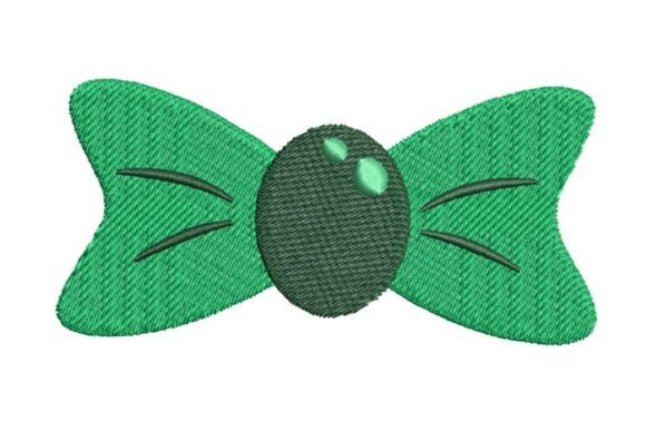 Festive Green Bow Tie with Shamrock Gem Embroidery Design