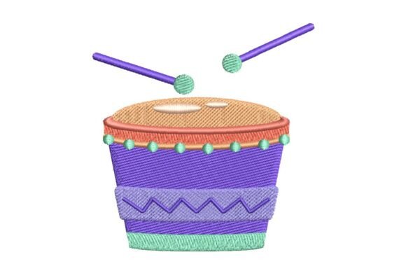 Festive Mardi Gras Drum with Sticks Embroidery Design Review