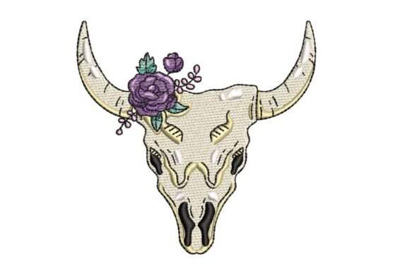 Floral Longhorn Skull with Purple Rose Embroidery Design Review