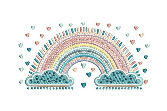 Ornate Rainbow with Clouds and Hearts Embroidery Design Review