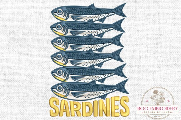 Sardines Embroidery Design, Coastal Fish